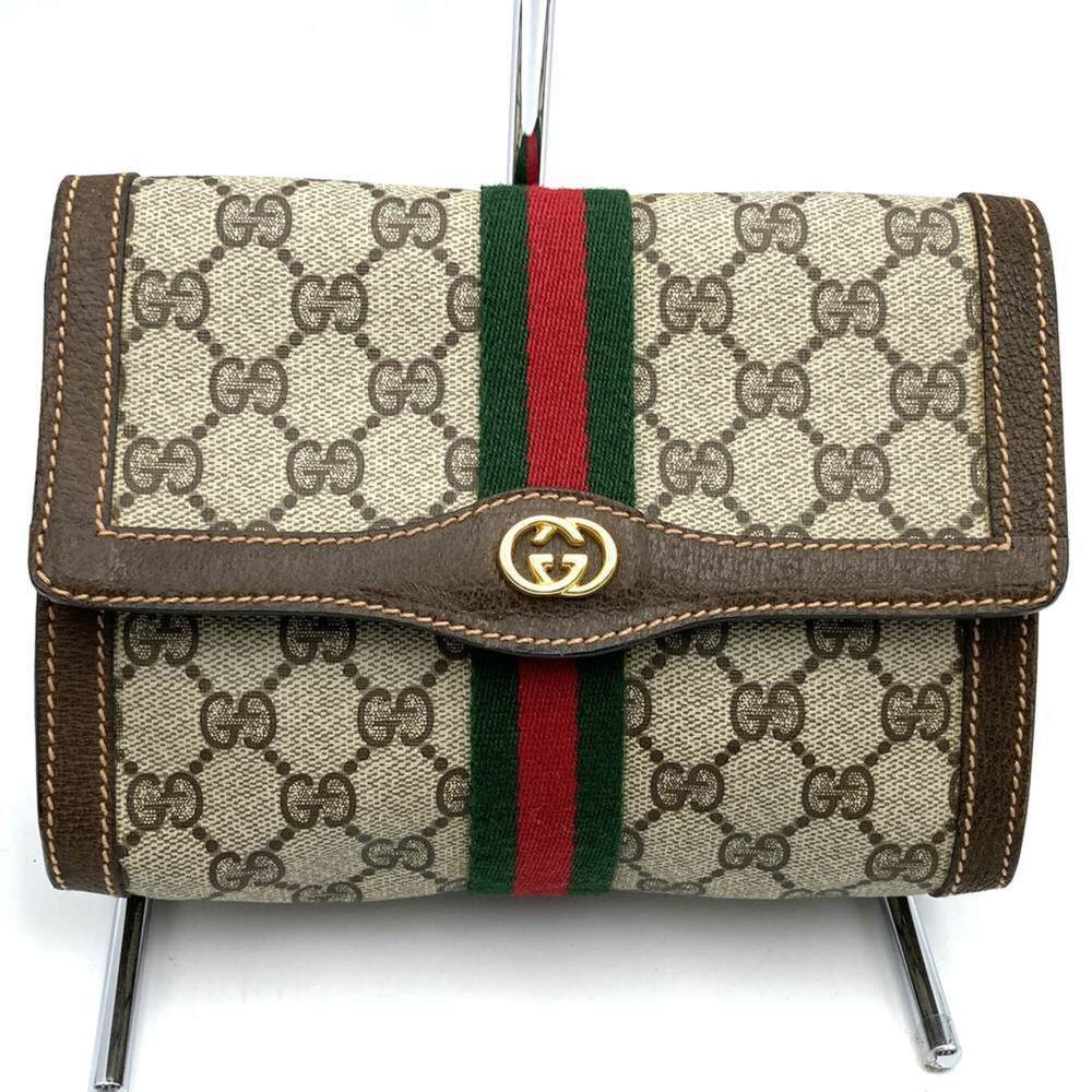 GUCCI Gucci Pouch Clutch Bag GG Supreme Sherry Old Women's